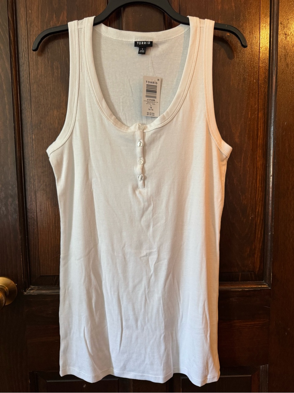 torrid White Scoop Neck Henley Tank with Button Placket